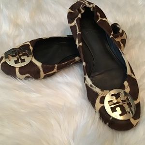 Tory Burch Cheetah Print Ballet Flats GUC Sz 8.5